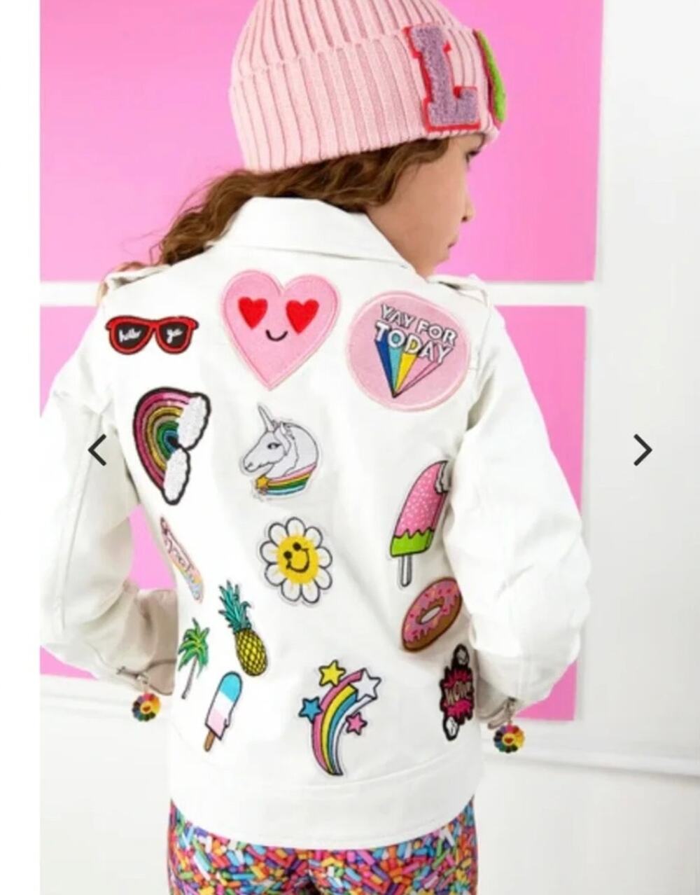 Lola + The Boys Rainbow Patch White Vegan Leather Jacket size 4